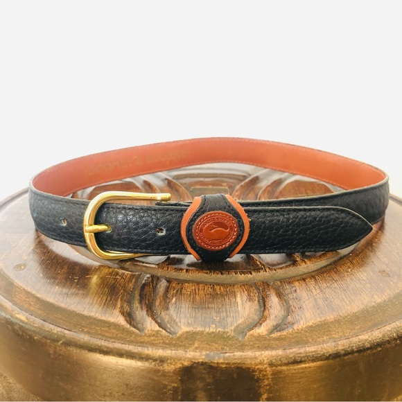 Dooney & Bourke Accessories - Vintage Dooney & Bourke all weather pebbled Black British Tan Belt -USA …